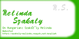 melinda szakaly business card